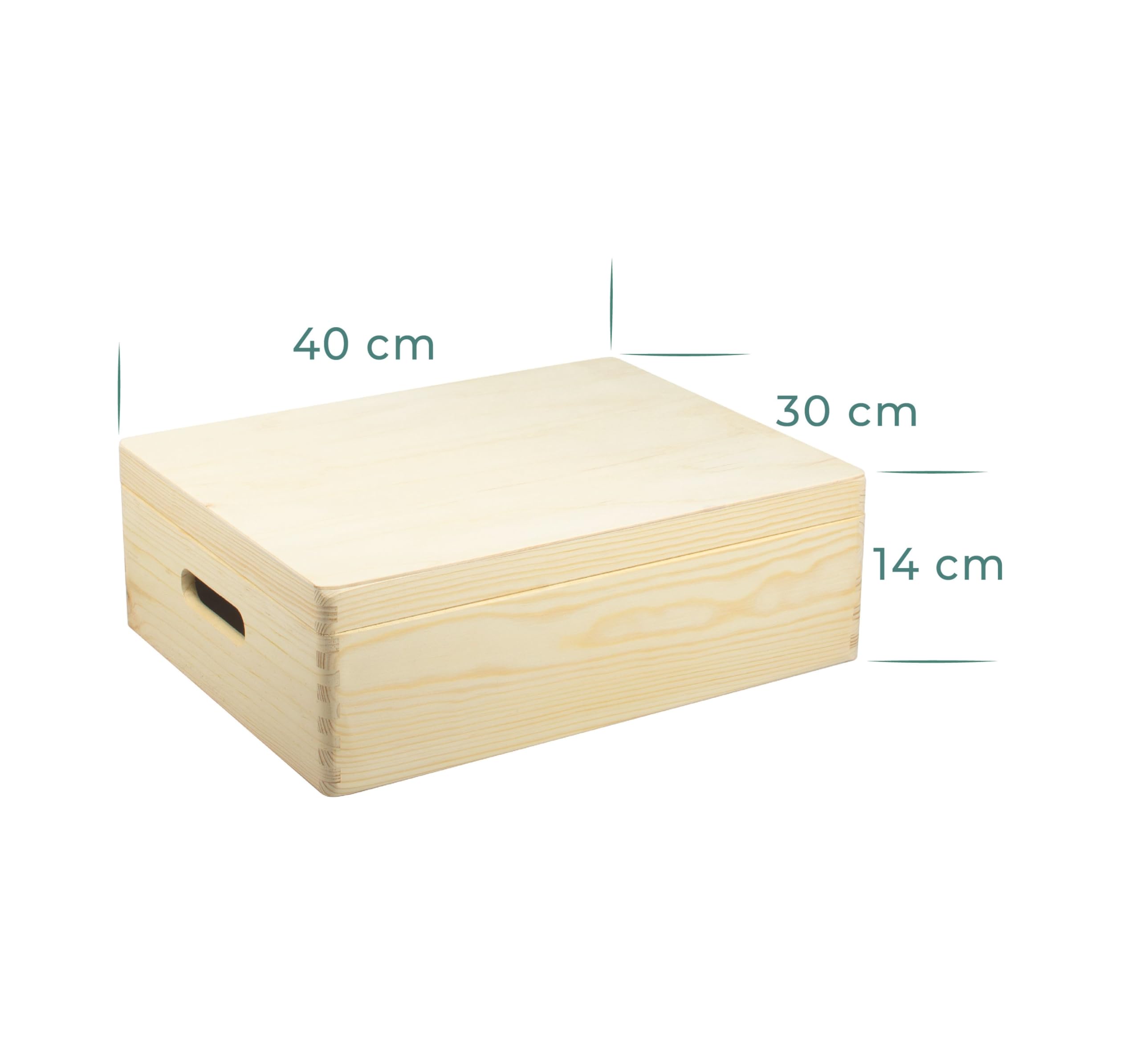 LAUBLUST Boîte En Bois Naturel FSC 30x20x14 Cm - Coffre Rangement Avec Couvercle Et Poignées - Jouets, Souvenirs, Déco DIY