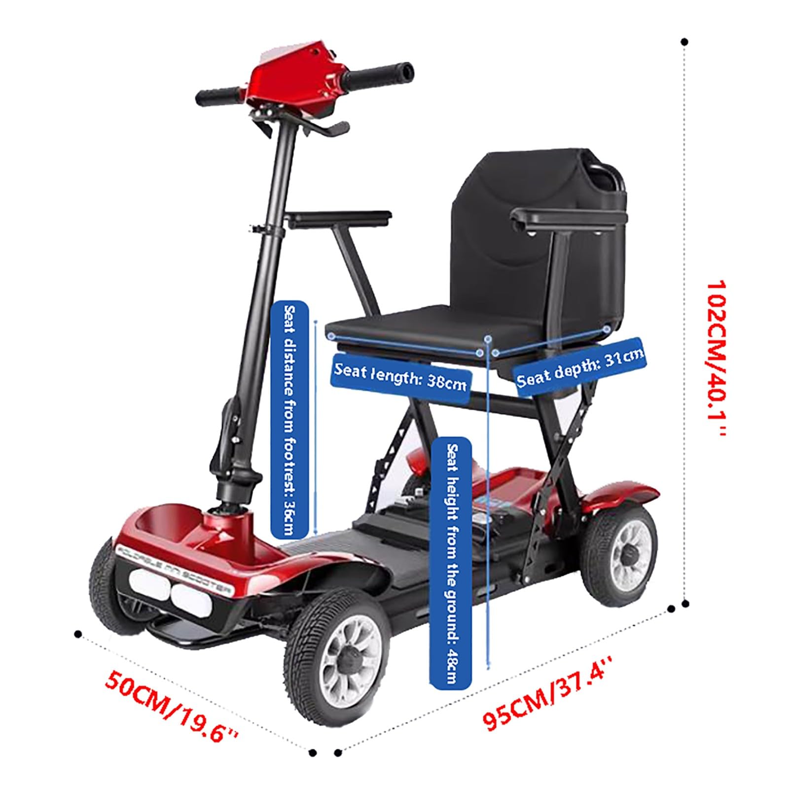Sillas De Ruedas Eléctricas Para Adultos,Scooter De Movilidad De 4 Ruedas,Scooter De Movilidad Motorizado Para Personas Mayores,Scooter Eléctrico,Scooter Motorizado Todo Terreno black