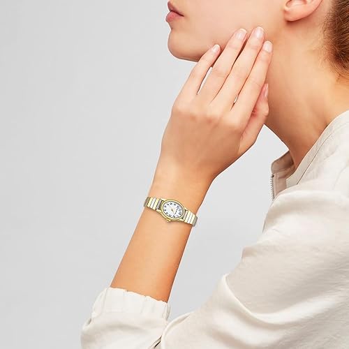 Miniatura 6 de BOSHIYA Reloj con banda elástica para mujer Easy Reader de 1.181 in analógico de cuarzo con correa elástica de acero inoxidable, impermeable, reloj