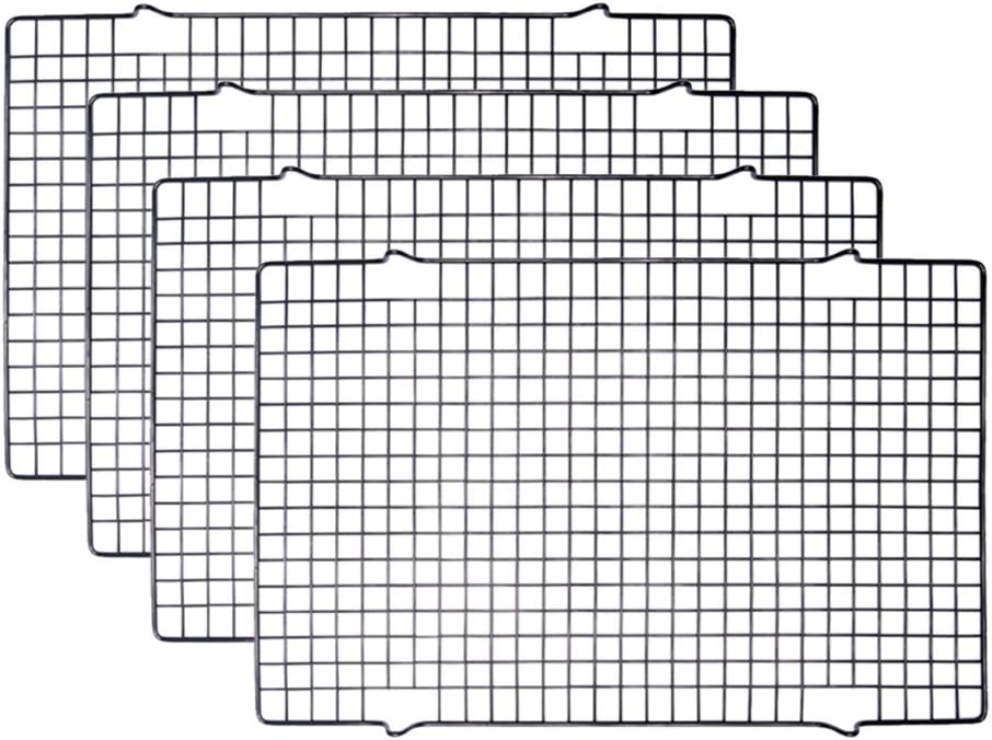 Tebery 4 Pack Black Heavy-Duty Wire Cooking Rack Baking Racks, Nonstick Baking & Cooling Grid for Roasting, Cooking, Grilling, Drying - 16" x 10"