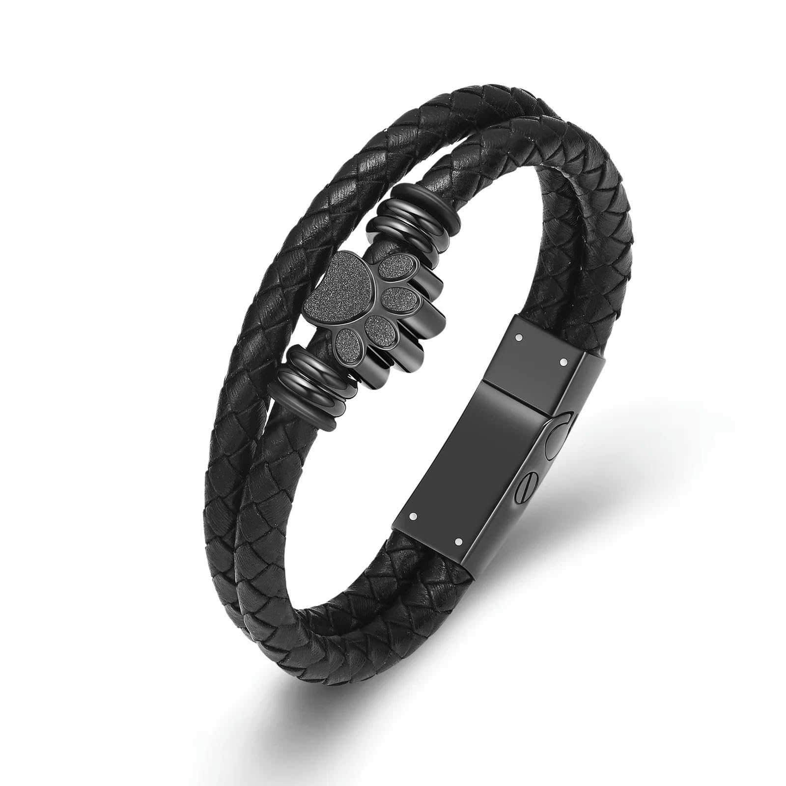 Biżuteria do kremacji dla zwierząt domowych łapa psa urna na prochy skórzana urna pamiątkowa medalion bransoletka Keepsake dla mężczyzn-kolorowy-24cm