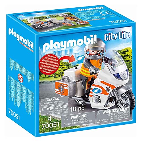 PLAYMOBIL Life City Moto Emergencia, Color carbón (70051)
