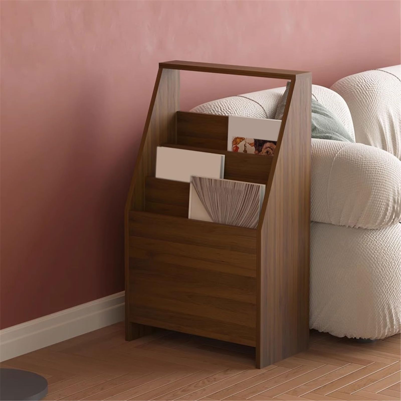 Rack per dischi Scaffale for dischi in vinile in stile gradino for pavimento domestico, libreria in legno, riviste