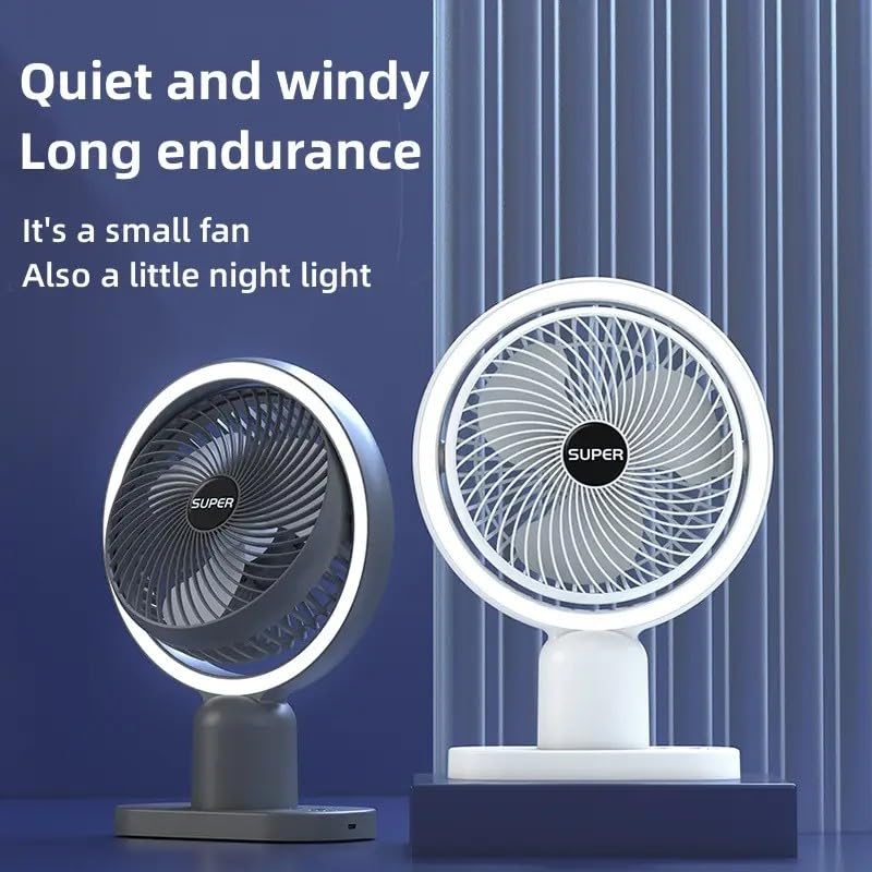 Image of 4000mAh High Speed ๐๐๐๐ก๐๐ซ๐ ๐๐๐๐ฅ๐ Table Fan for Home, ๐๐ฌ๐๐ข๐ฅ๐ฅ๐๐ญ๐ข๐ง๐ ๐๐๐ง with ๐๐๐ ๐๐ข๐ ๐ก๐ญ | ๐๐๐ ๐๐๐ซ๐ฌ๐จ๐ง๐๐ฅ Fan, ๐ ๐๐ฉ๐๐๐ (F0 - White)