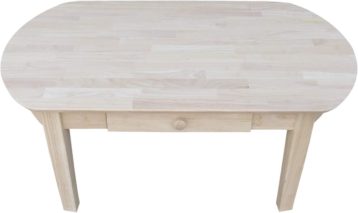 43.7" Natural Wood Oval Coffee Table with Storage