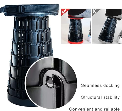 Miniatura 5 de Silla de campamento mejorada, taburete plegable portátil, silla de campamento plegable, asiento retráctil o reposapiés, taburete de camping plegable