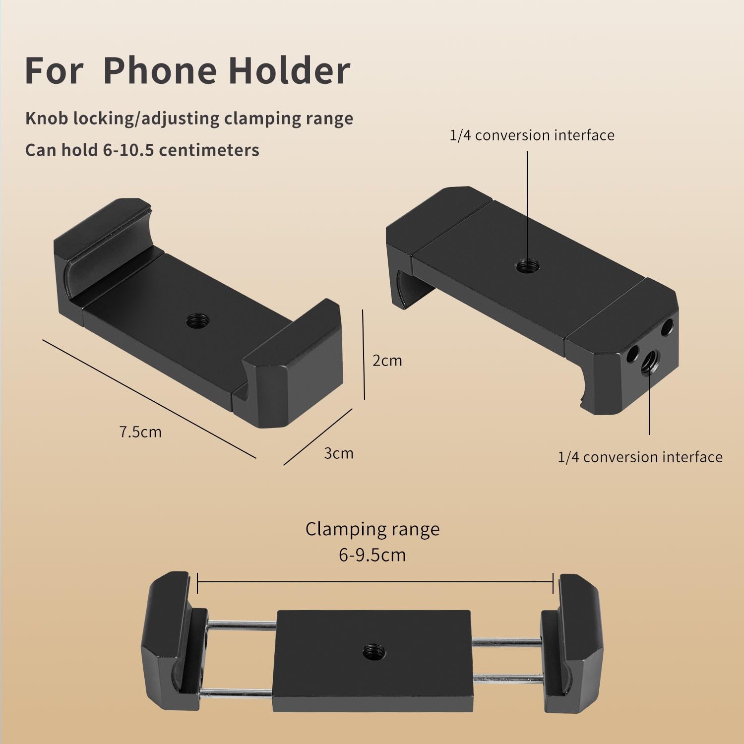 Soporte de teléfono móvil ajustable para escritorio, montaje en pared y soporte de techo para teléfono y otros smartphones (base de metal + 2 brazos mágicos + clip de metal)