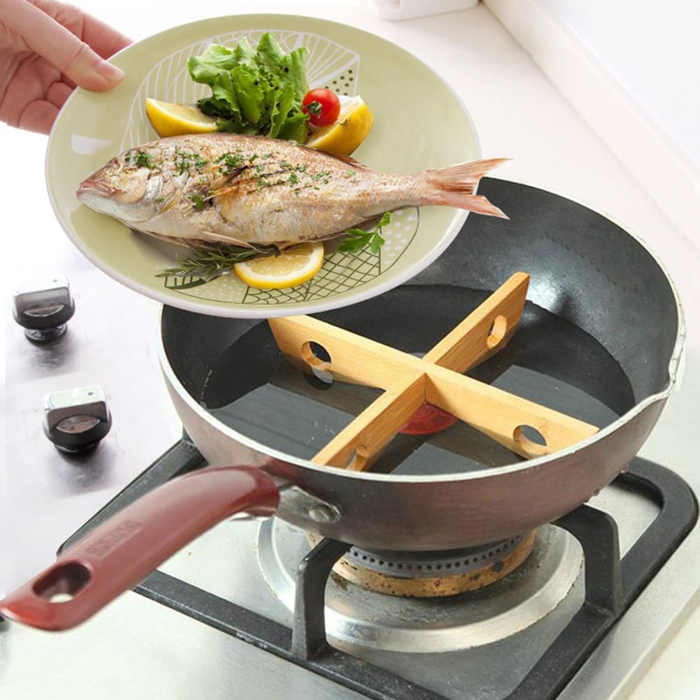 Amosfun Detachable Wood Trivet Reversible Pot Holder Kitchen Hot Plates Holder Mat Christmas Party Supply