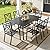 SUNCROWN 7-Piece Outdoor Wrought Iron Chairs and Table Patio Dining Furniture Set - 6 Stackable Metal Chairs, 1 Steel Slat Bistro Table for Garden Backyard Deck