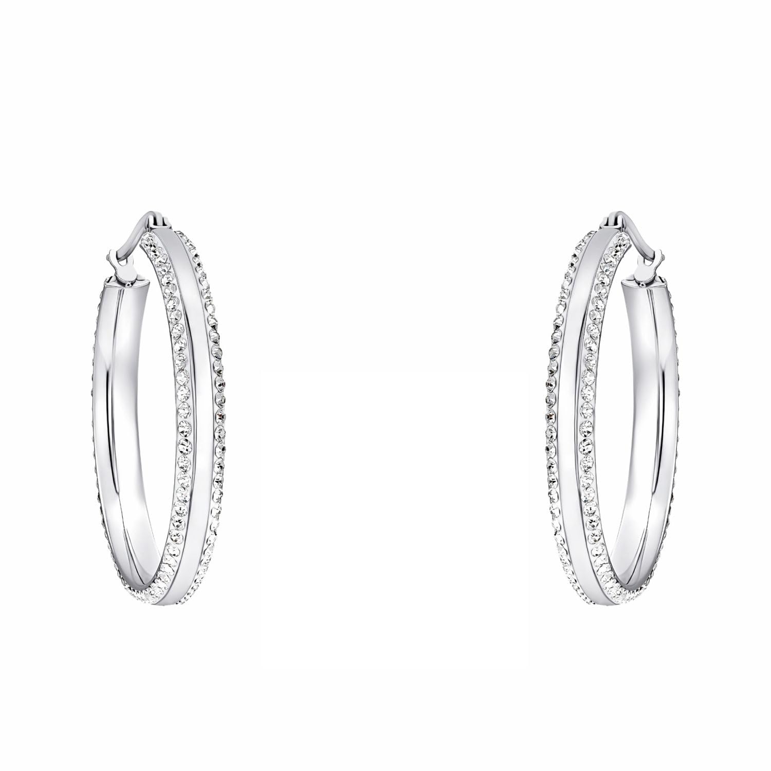 Amor Creolen Edelstahl Damen Ohrschmuck, mit Zirkonia synth., 3,3 cm, Silber, Kommt in Schmuck Geschenk Box, 2022549