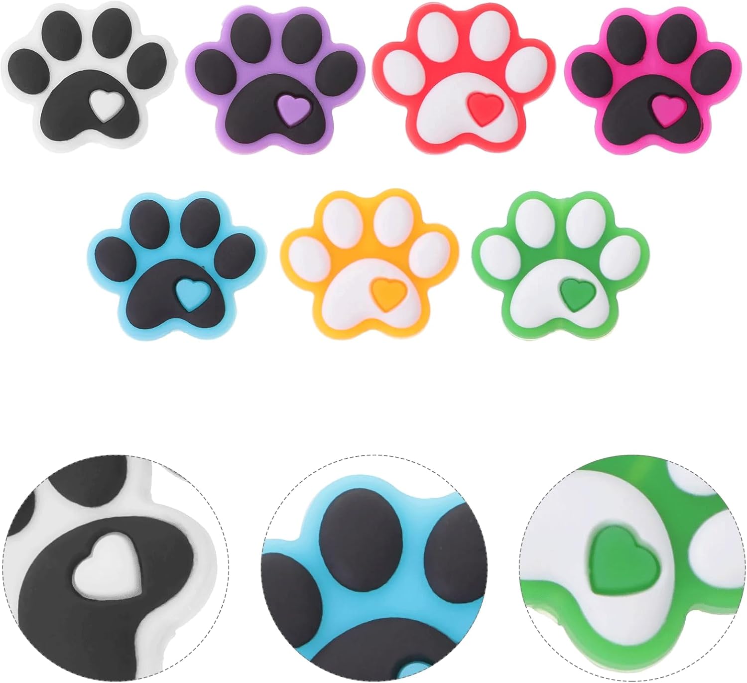 14PCS Dog Paw Silicone Beads Colorful Silicone Beads Bulk Spacer Beads Colorful Focal Beads for DIY Craft Garland Keychain Lanyard Necklace Bracelet Jewelry Making Accessories Handmade Crafts - Image 5