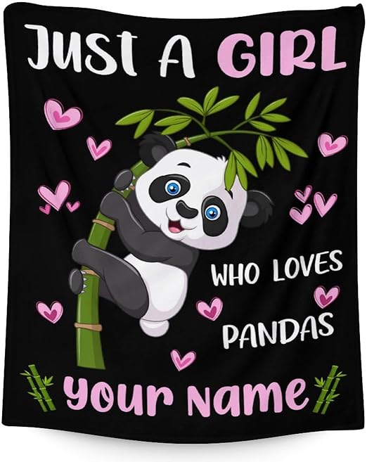 Mercuryelf Custom Panda Throw Blanket - Soft, Fuzzy & Warm - 60x80 Inches Flannel Blankets for Bed, Couch - Black Cute Throws Gift for Women