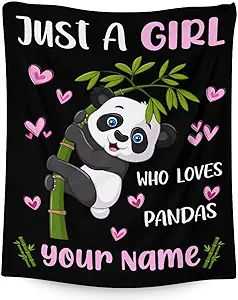 Mercuryelf Custom Panda Throw Blanket - Soft, Fuzzy & Warm - 60x80 Inches Flannel Blankets for Bed, Couch - Black Cute Throws Gift for Women