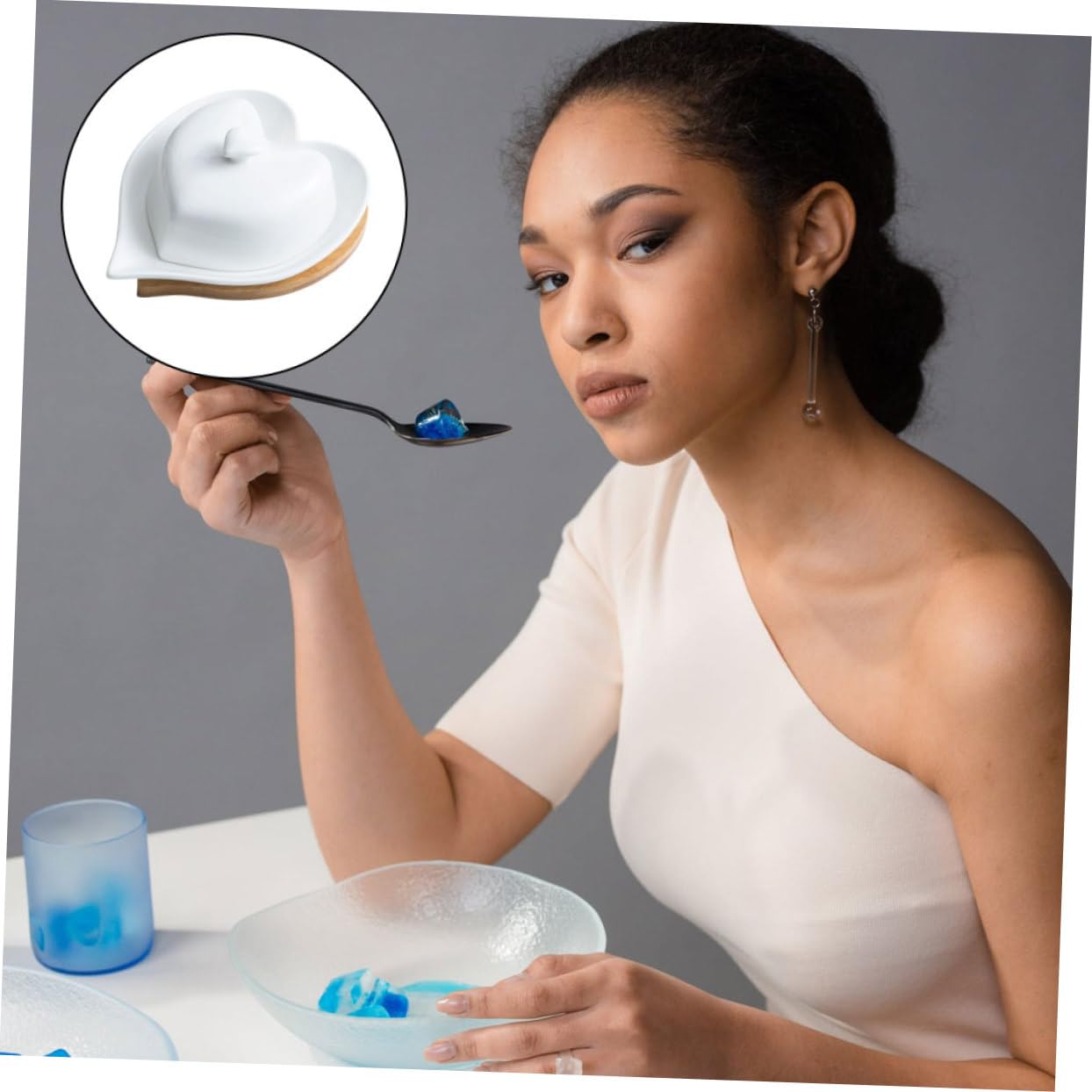 OUNONA 2 Juegos Plato de Decorativo de Cerámica con Tapa Juego de Azucarero y Lechero Diseño Corazón Utensilios de Mesa para Hogar