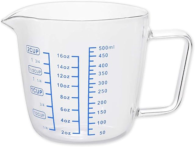 SCSpecial Measuring Cup Glass 500 ml Measuring Jug Multi-Purpose Measuring Mug for Liquid, 2-Cup