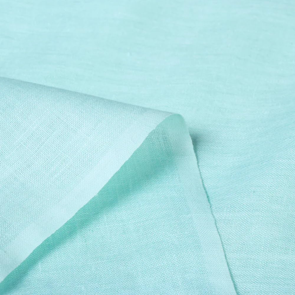 SRP Craft Dyed Linen Fabric is Perfect for Dresses, Curtains, Linen Napkins, Tea Towels, Dishtowels, Tablecloths, Bed Linen and Linen Fabrics - Width 58 inch (5 Meter, Lagoon)