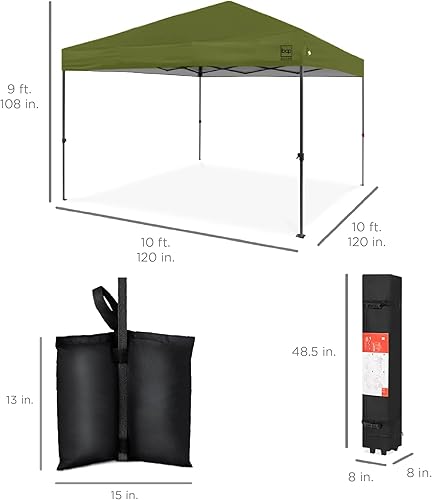 Miniatura 308 de Best Choice Products Carpa Toldo Desplegable de 10x10 pies para Instalación de 1 Persona, Refugio Portátil Instantáneo con Botón de 1 Toque