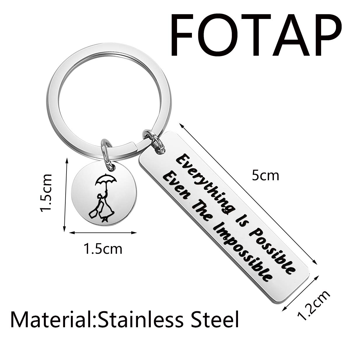 FOTAP Everything Is Possible Even The Impossible Keychain Inspirational Gift