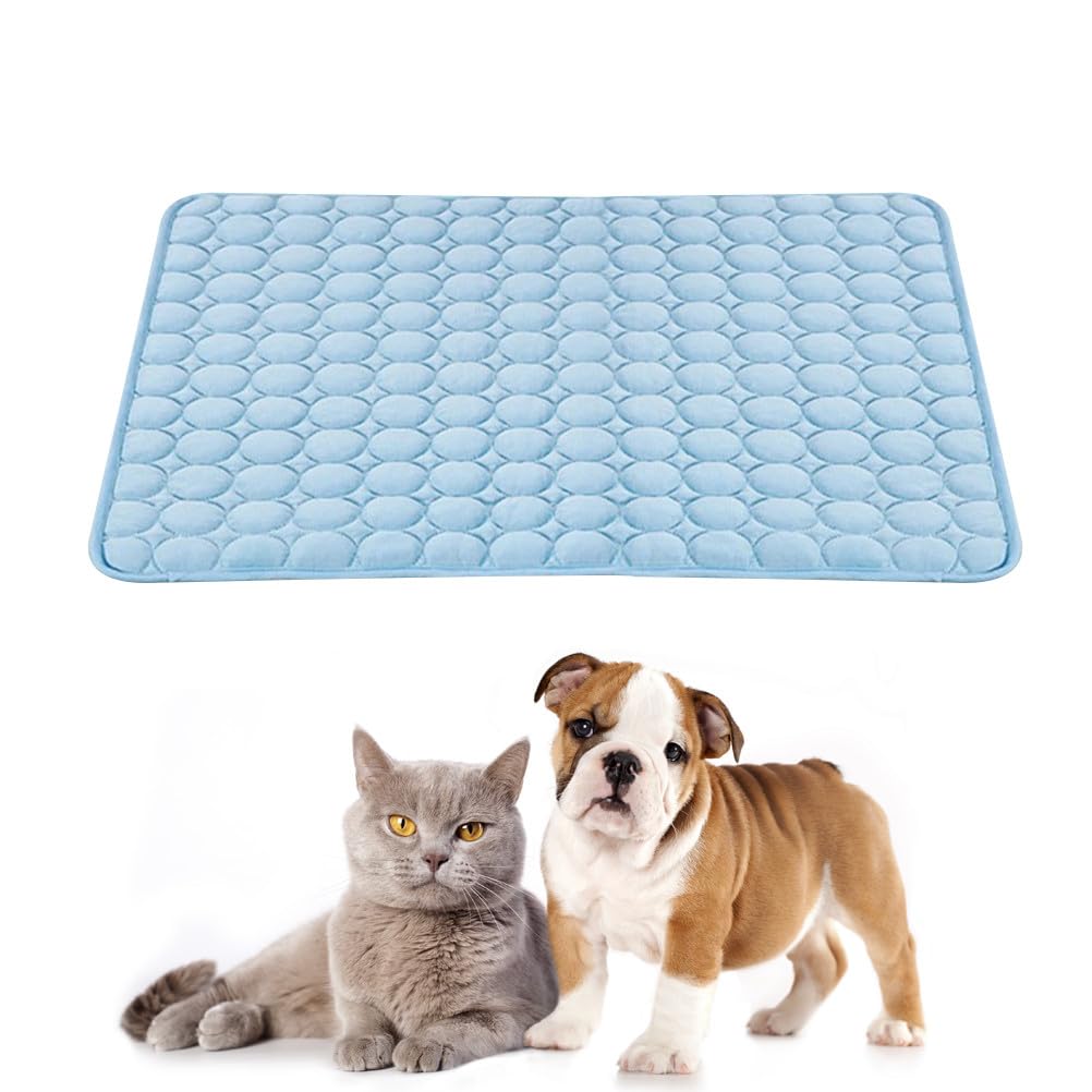 POPETPOP Dog & Cat Cooling Mat: Self Cooling Pet Dog Mat with Non-Toxic 63 x 50cm - Travel Playing Training Pad for Indoors Outdoor Use, Easy to Clean, No Need Electricity & Refrigeration M