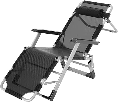 Zero Gravity Chairs Heavy Duty Adjustable Steel Mesh Zero Gravity Lounge Chair Recliners W/Pillows Load-Bearing 200kg Black, Teslin