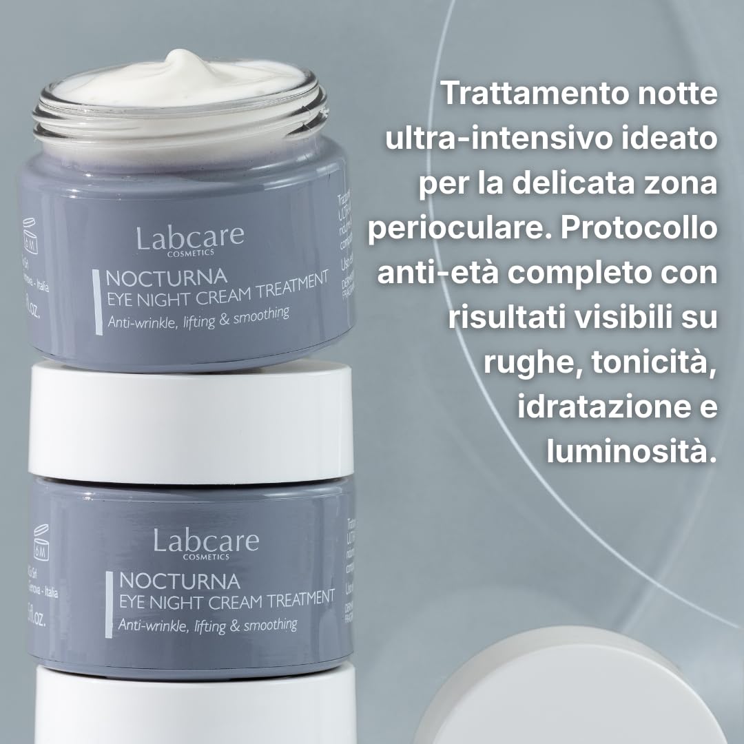 Labcare Nocturna Eye Night Cream - Contorno Occhi Notte Ultra-Intensivo con Peptidi e Acmella Oleracea - Trattamento Antirughe, Lifting e Levigante - 15ml