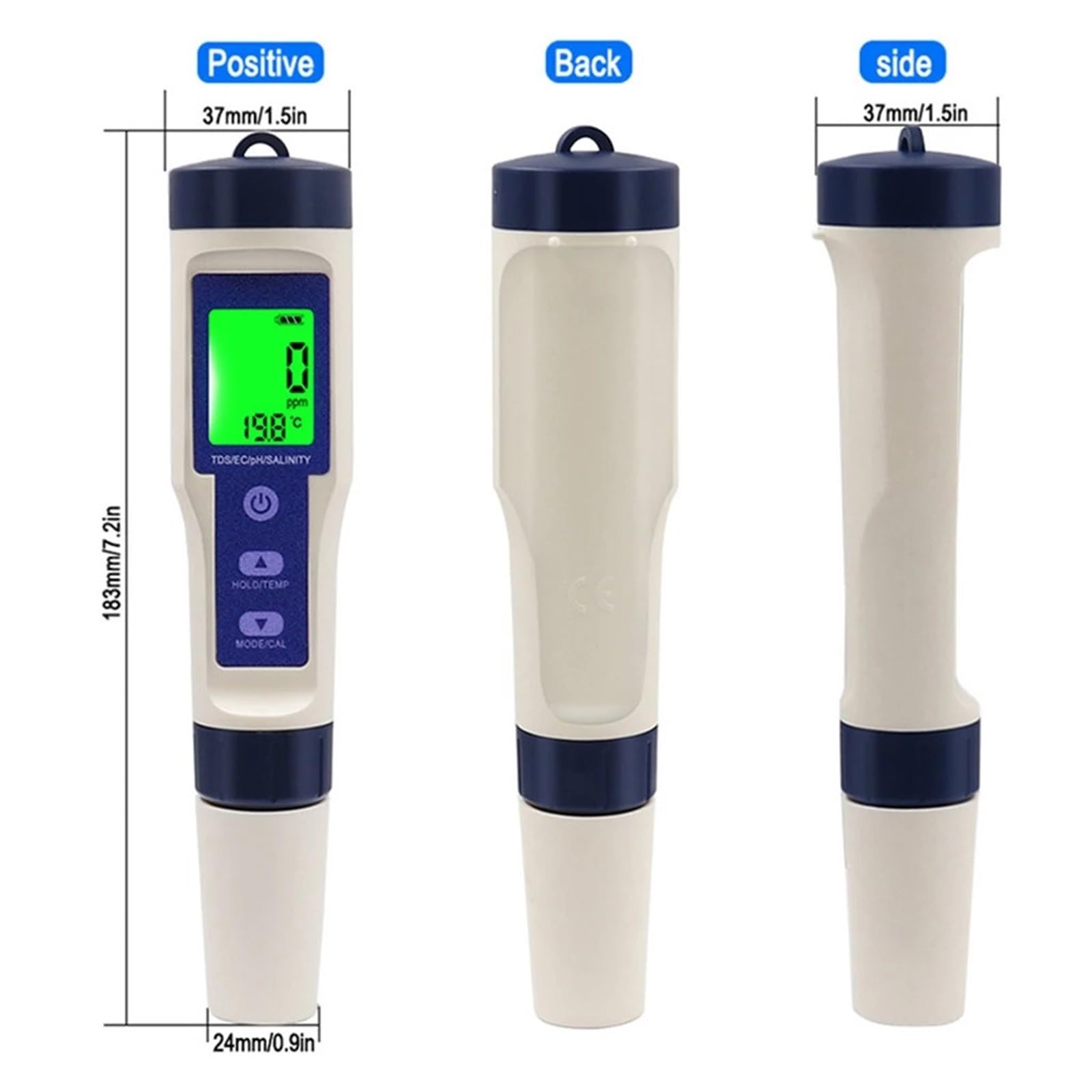 Probador De Calidad Del Agua 5 En 1, Medidor Salinidad TDS Temp EC PH, Pantalla LCD, Monitor Potable For Acuario, Hidropónico DeteccióN RáPida Y Precisa