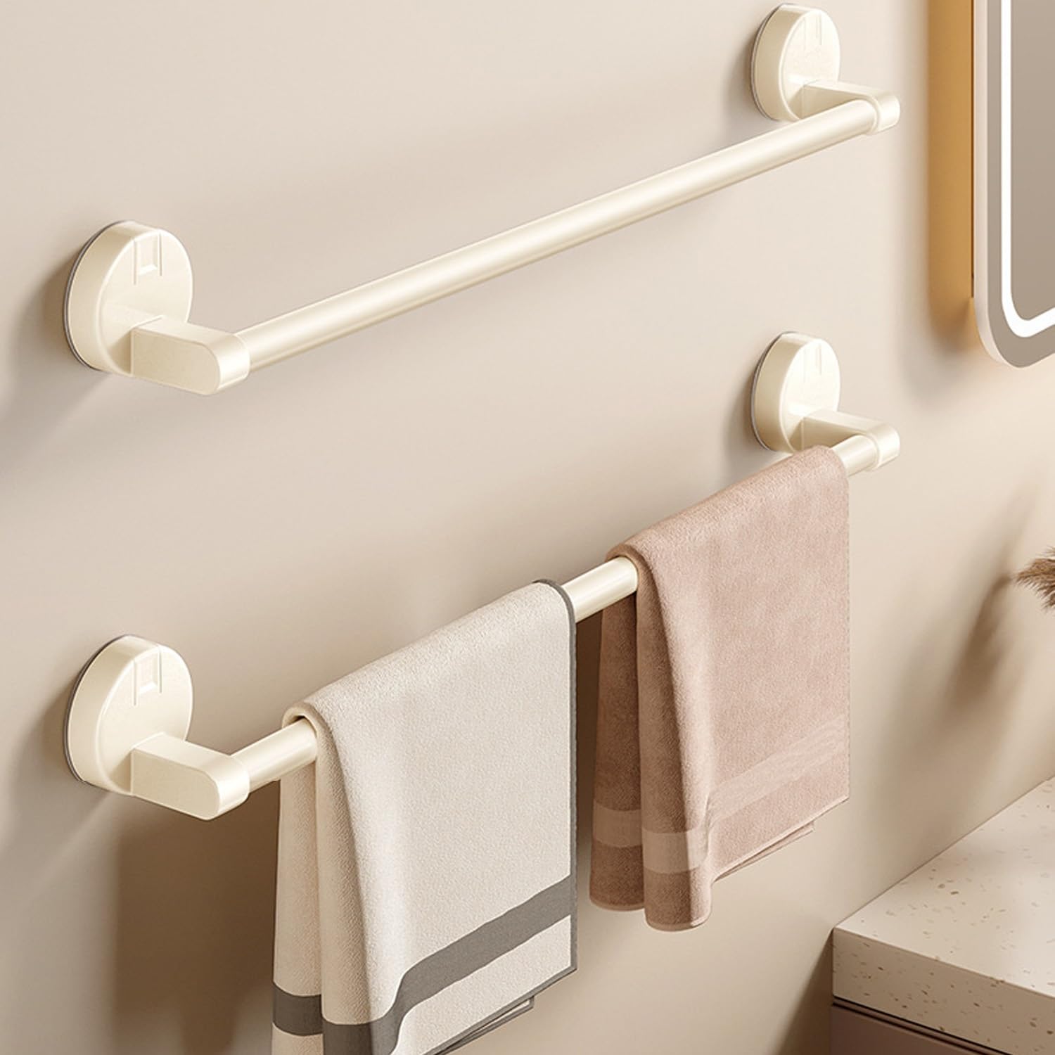 Porte-serviettes blanc 30 cm en aluminium sans perçage pour salle de bain