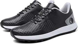 TECDOTO Golf Shoes for Men, Men's Spikeless Golf Shoe, Outdoor/Indoor Waterproof Golf Sport Training Sneakers,Black-9UK