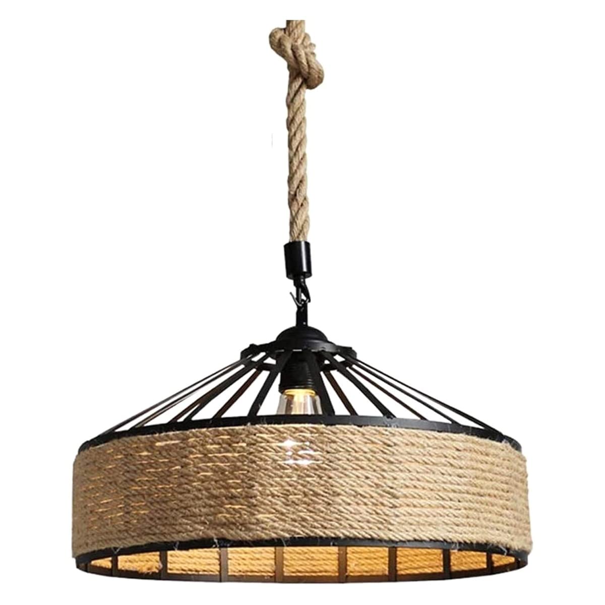 MR.3 Vintage Hanging Lamp Hemp Rope Pendant Light Chandelier Industrial Ceiling Lights Yurt shape For Farmhouse Dining Cafe Bar Restaurant Creative Kitchen Islands (Without Lamp)