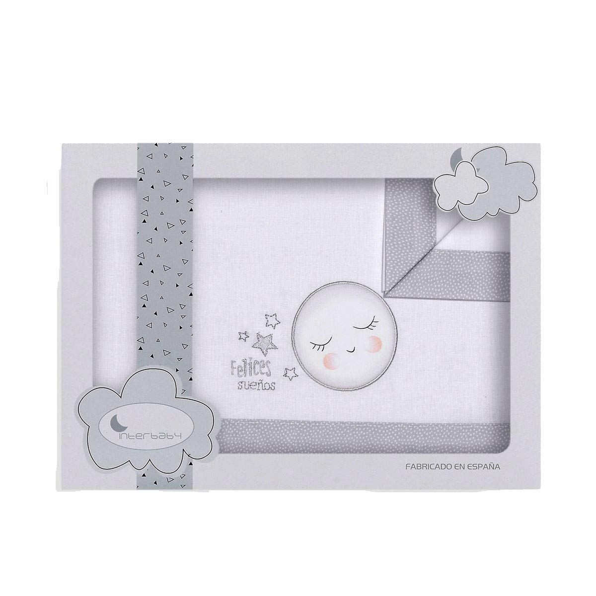 Sábanas Minicuna Felices Sueños Blanco Gris - Sábanas Minicuna 100% Algodón