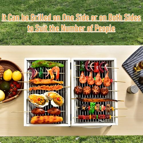 Barbecue portable au charbon pliable double face gain de place blanc - 6