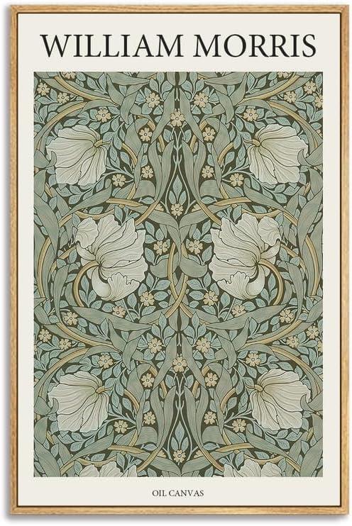 NARIA ART William Morris Framed Canvas Prints Wall Art,Botanical Vintage Traditional Art Print Artwork Ready to Hang for Living Room, Bed Room, Office Home Decoration-16''x24''Natural Framed Q-Natural Framed 24"L x 16"W