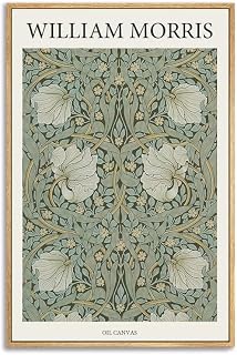 NARIA ART William Morris Framed Canvas Prints Wall Art,Botanical Vintage Traditional Art Print Artwork Ready to Hang for Living Room, Bed Room, Office Home Decoration-16''x24''Natural Framed