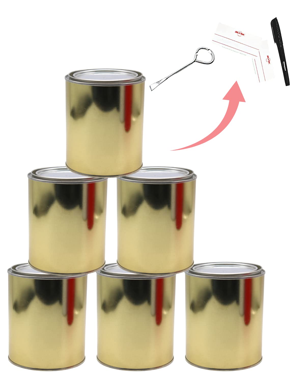 6 Pack Metal Quart Paint Cans with Lids, Empty Unlined Paint Buckets