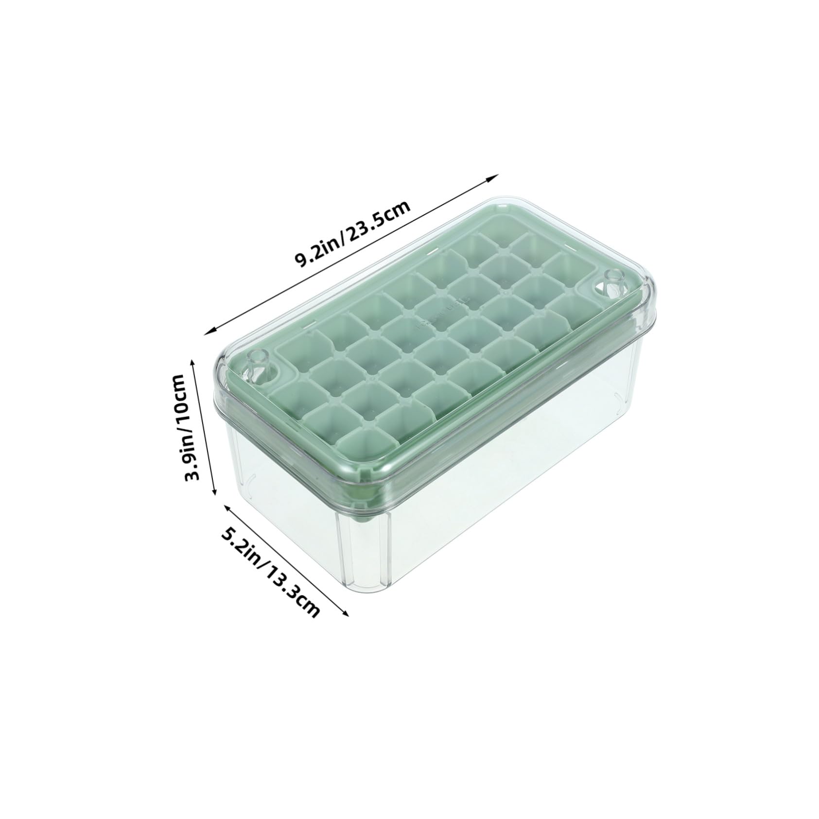 WOONEKY Bandeja para Cubitos de Hielo Doble con Tapa y Contenedor Molde Reutilizable Transparente Verde para Hacer Cubitos Fáciles de Extraer Frigorífico Doméstico