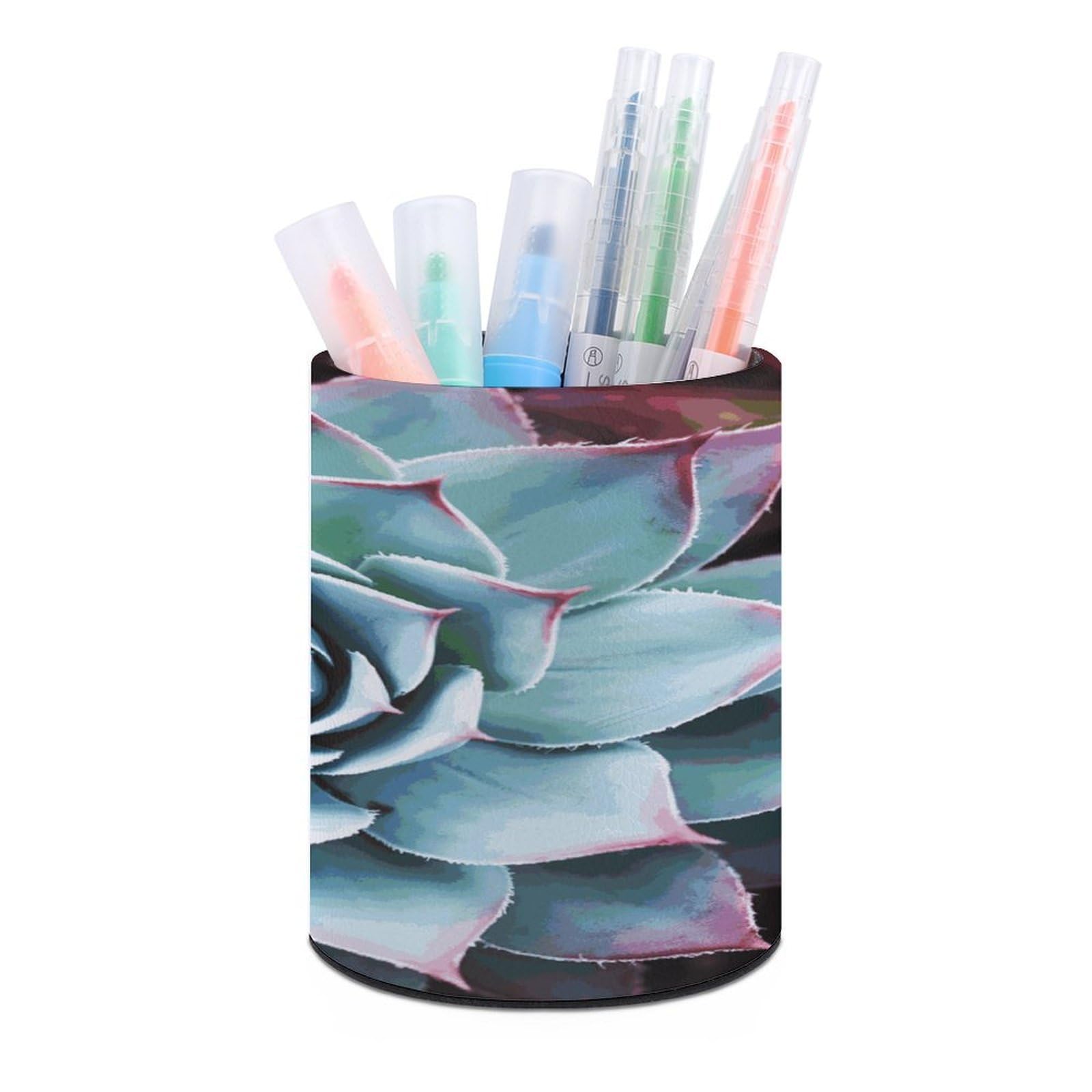 MUSM Succulent Plant Pen Holder Large Capacity Pen Holder Modern PU Pencil Holders Durable Waterproof Pens Cup for Home Office Desktop Organizer
