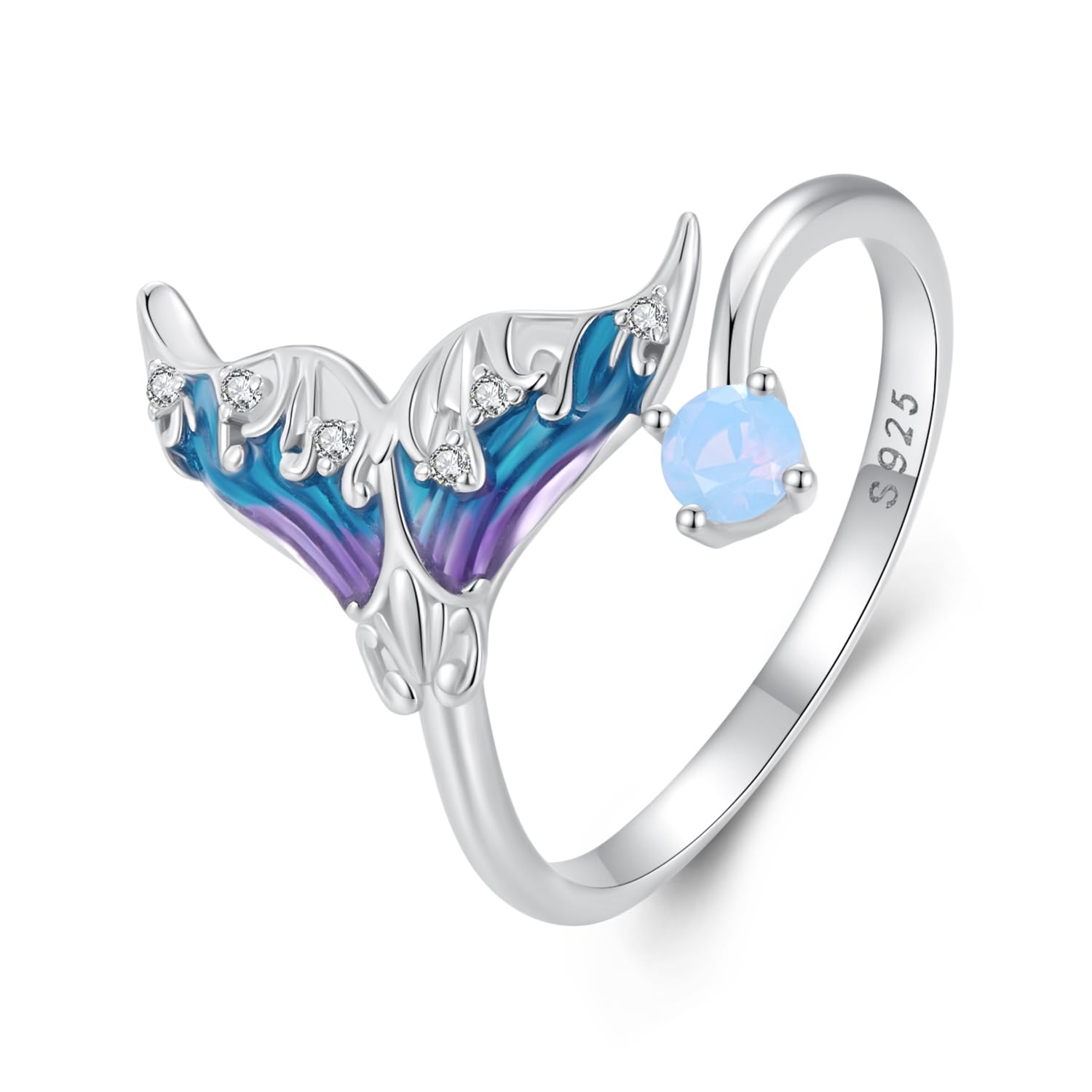 Lindos Anillos Abiertos de Ciervo para Mujeres, niñas y Adolescentes, Plata de Ley 925, Ajustable, expandible, Animal de Reno, Envoltura llamativa