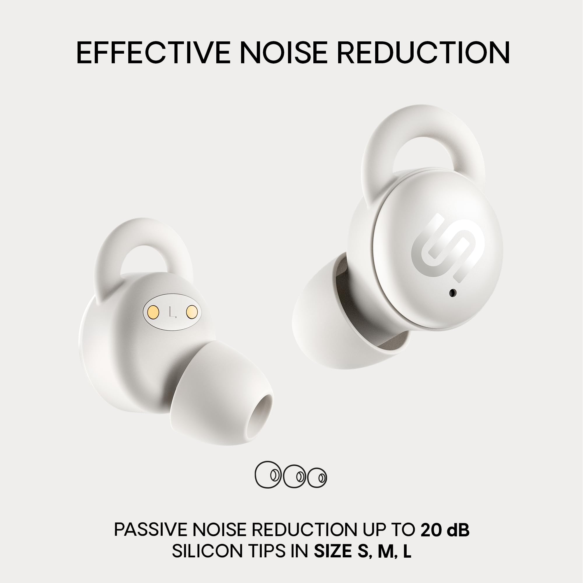 Urbanista Mini Schlafkopfhörer Sleep Earbuds, Geräuschblockierung Ohrhörer, Seitenschläfer, 27h Wiedergabe, Einstellbare Sleep-Timer, Bequemes flaches Design, Porto Bluetooth 5.4, 3 EQ-Modus, Weiß
