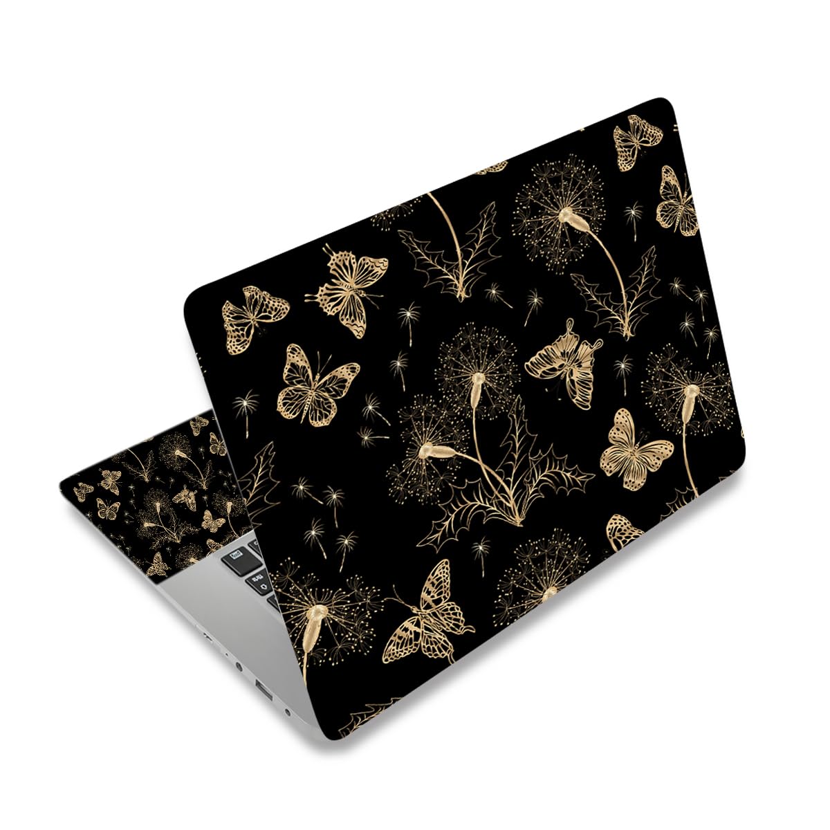 ArtSo Laptop Skin Sticker Decal,16.5 17 17.3inch Laptop Netbook PC Notebook Universal Vinyl Reusable Skin Sticker Cover Personalized Art Case Protector, Golden Butterfly