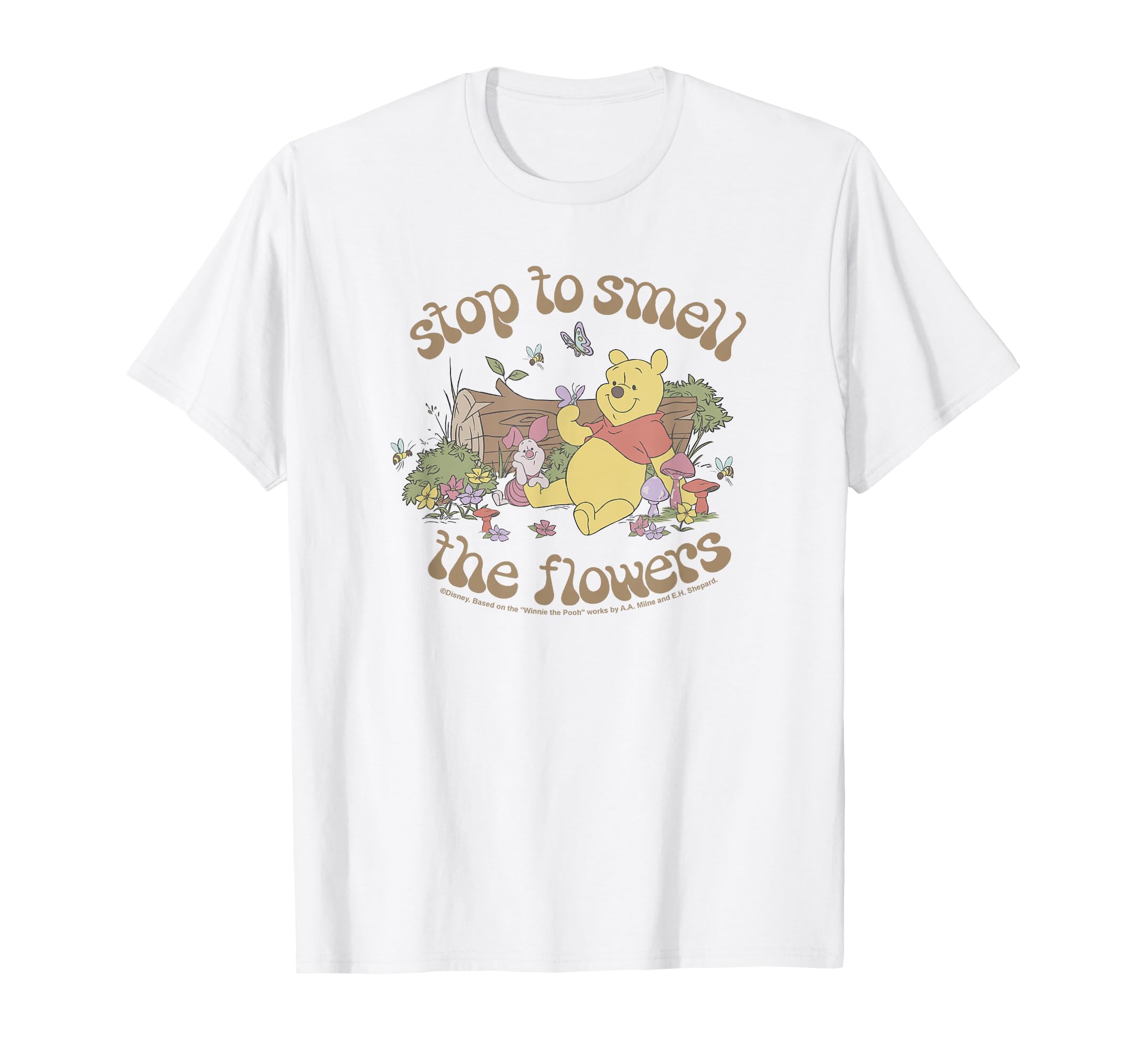 Disney Winnie The Pooh Piglet and Pooh Smell The Flowers T-Shirt