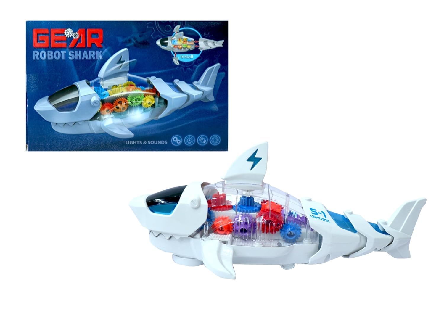 GIFTINGURU Interactive Gear Robot Shark - Fun Mechanical Toy