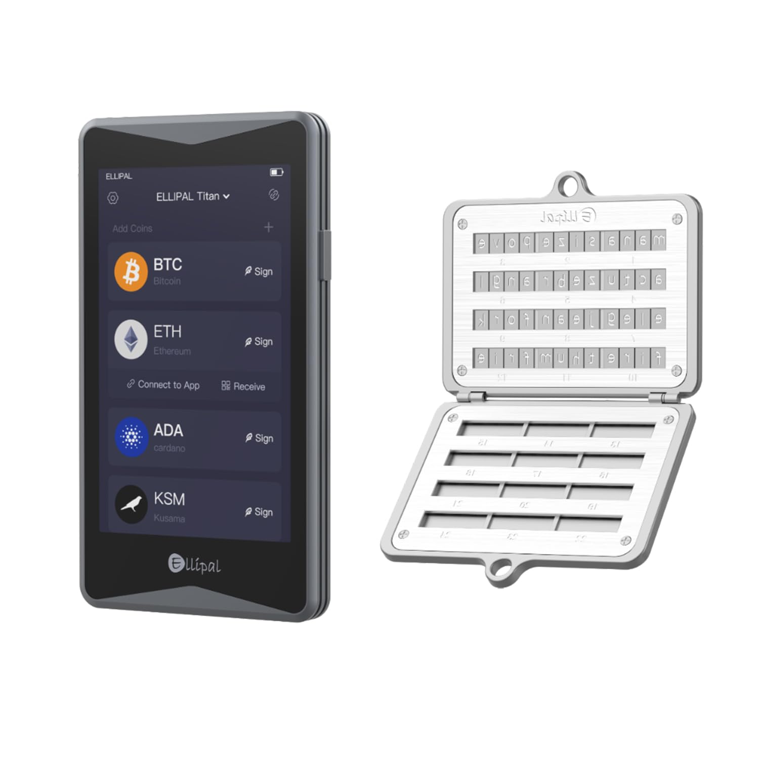 ELLIPALCryptocurrency Hardware Wallet - Cold Wallet Titan, 24 Words Seed Phrase Cold Storage, Compatible with BIP39 Hardware Wallets, SecuX, Ledger, Trezor