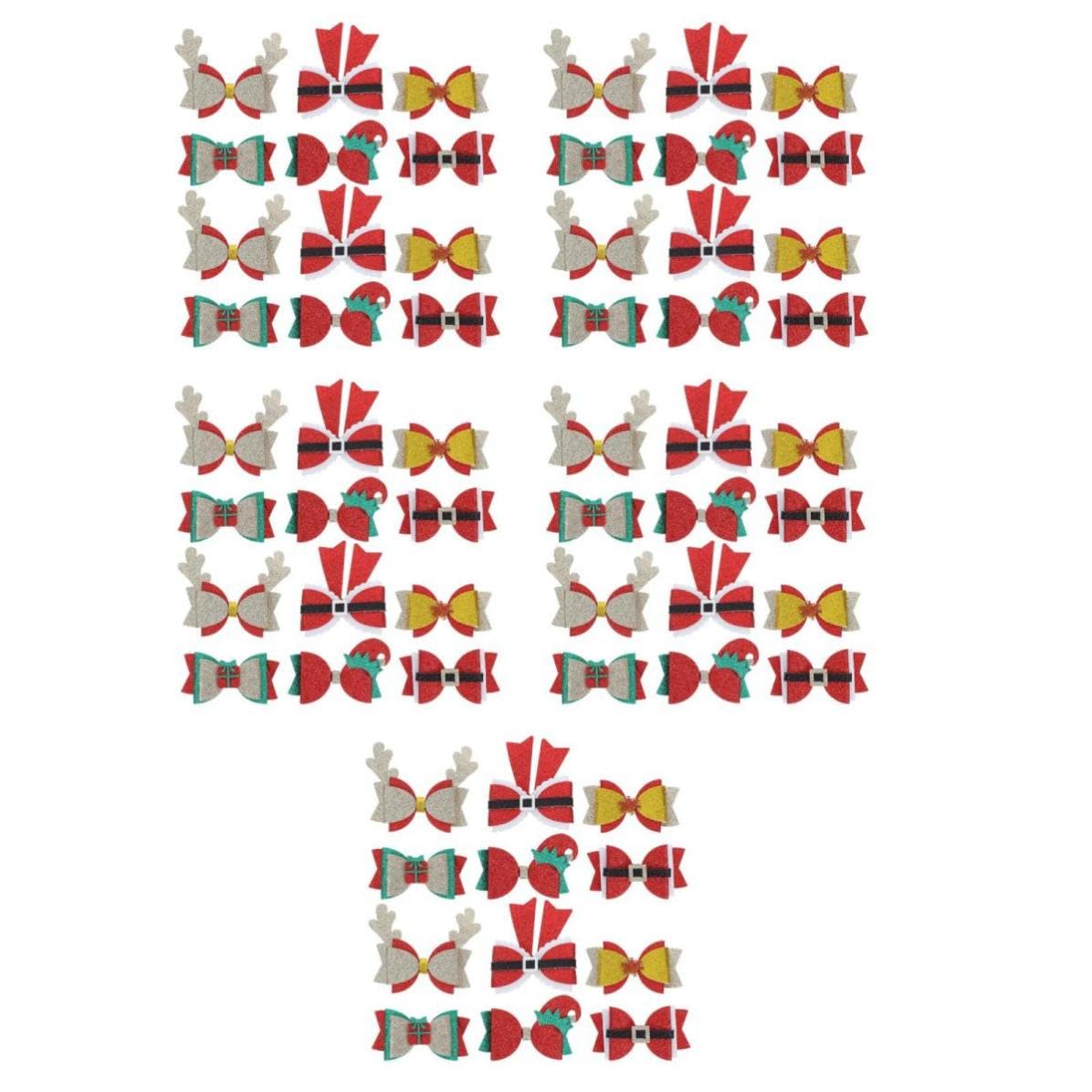 Beaupretty 60 Pezzi Mollette Chioma Natalizie Fiocco in Feltro per Bambine