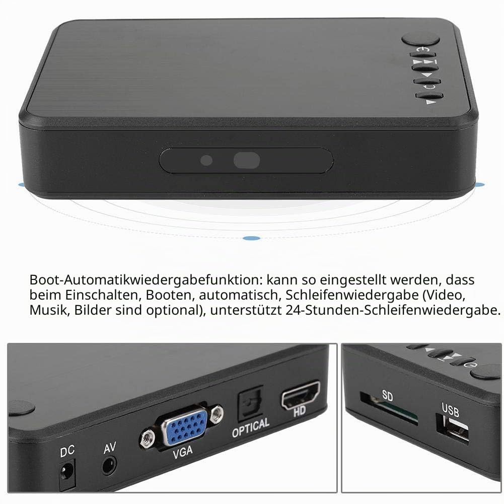 Festplatten-Player, tragbarer 4K HDMI USB3.0HDM Media Player, 1080P Full HD HDMI Digital Media Player, verwendet für Spiele, Streaming Media, Unterricht(Mich)