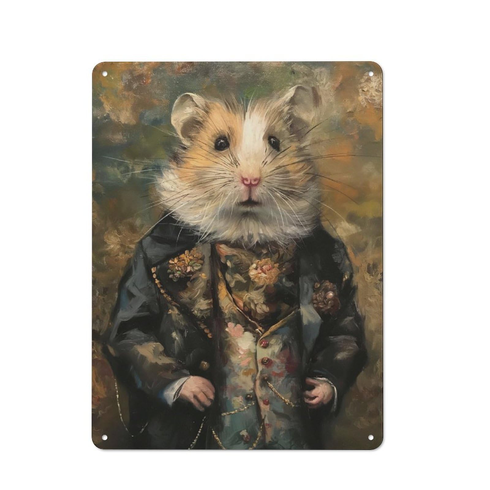 Junmoney Elegant Gentleman Hamster Tin Wall Plaque 40X30cm With For Garage Or Workshop, For Living Room, Hallway And Entrance Wall Decor