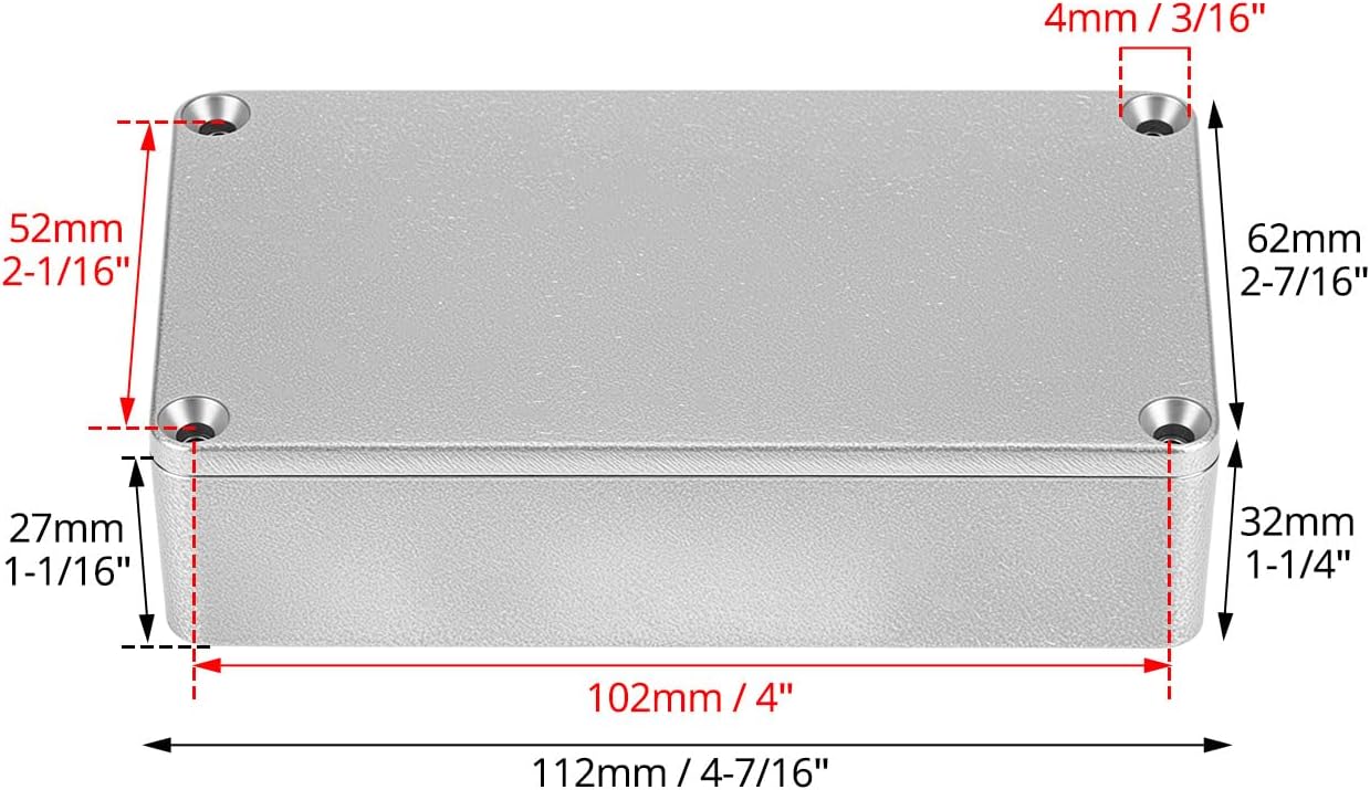 QWORK Aluminium Stomp Box Enclosures, 5 Pack 4.42 x 2.38 x 1.22 Inches Guitar Pedal Enclosure, Unfinished DIY Guitar Pedal Cases