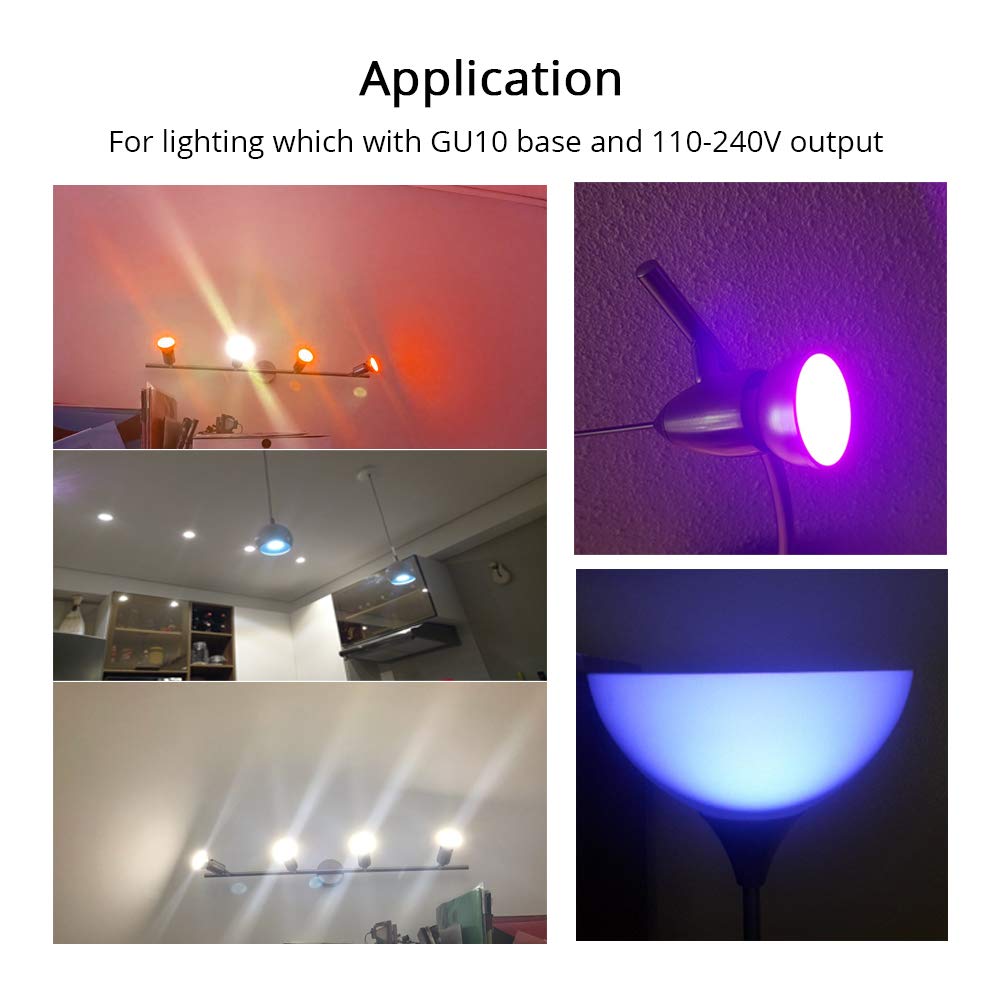 BENEXMARTuya WiFi Bombilla LED Gu10 RGBCW Regulador de luz Spot Light Control remoto Aplicación Smart Life Control de voz a través de Alexa Google Home Assistant (paquete de 6 unidades)
