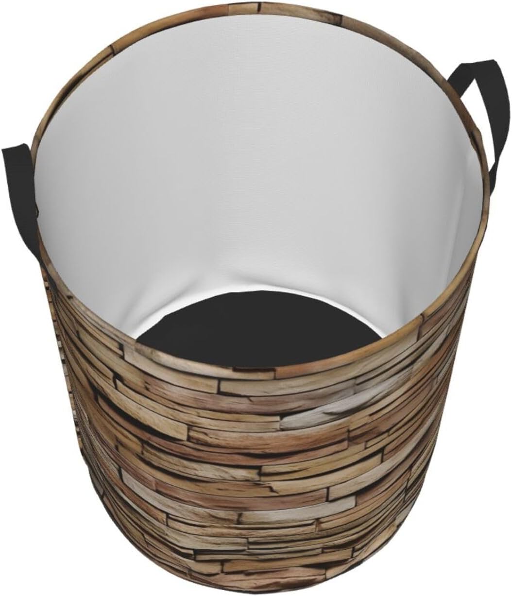 Rustic Rocks Brick Wall Laundry Basket With Handles, Foldable Laundry Hamper Oxford Cloth Dirty Clothes Basket Waterproof Clothes Toys Storage Bin Organizer for Bedroom Bathroom Dorm