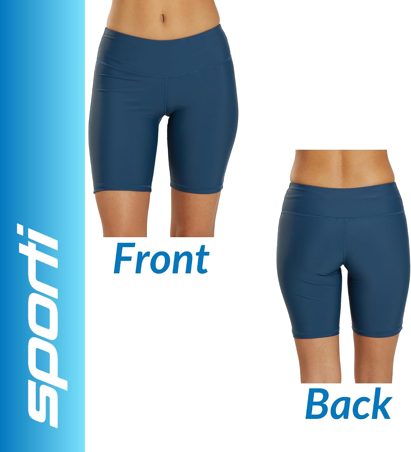Sporti Women's High Waisted Swim Shorts, 2.25"/ 4.5"/ 8" Inseam Swimming Boyshort, UPF 50 Women's Board Shorts, Tummy Control