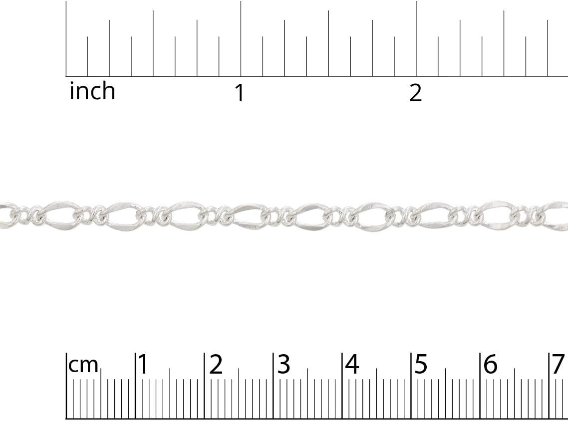 JewelrySupply Figaro Link Chain 4mm Silver Plated (Foot)